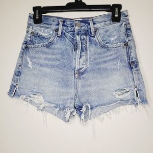 AGOLDE Denim Shorts Womens Size 25 Blue Jaden Distressed Cutoff High Rise Summer